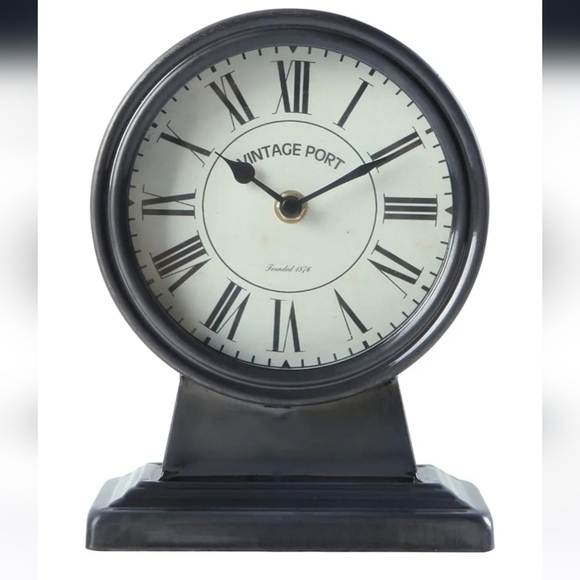 Vintage Style Black Table Clock New In Box - Picture 1 of 16